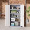 imageGreenvelly Metal Storage Cabinet 63quot H Locking Metal Storage Cabinet with Doors and 4 Shelves Lockable Steel Cabinets for Kitchen Bedroom Living Room Office BlackWhite Grey