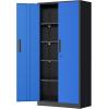 imageGreenvelly Metal Storage Cabinet 63quot H Locking Metal Storage Cabinet with Doors and 4 Shelves Lockable Steel Cabinets for Kitchen Bedroom Living Room Office BlackBlue