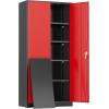 imageGreenvelly Metal Storage Cabinet 63quot H Locking Metal Storage Cabinet with Doors and 4 Shelves Lockable Steel Cabinets for Kitchen Bedroom Living Room Office BlackRed