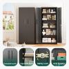 imageGreenvelly Metal Storage Cabinet 63quot H Locking Metal Storage Cabinet with Doors and 4 Shelves Lockable Steel Cabinets for Kitchen Bedroom Living Room Office BlackBlack