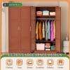 imageGreenvelly Metal Wardrobe Cabinet with Wooden Handle 72quot Metal Wardrobe Closet with Hanging Rods and Adjustable Shelves Clothing Storage Closet Cabinet for Home Office Employee Gym WhiteBrown