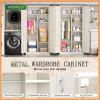 imageGreenvelly Metal Wardrobe Cabinet with Wooden Handle 72quot Metal Wardrobe Closet with Hanging Rods and Adjustable Shelves Clothing Storage Closet Cabinet for Home Office Employee Gym WhiteGrey