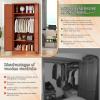 imageGreenvelly Metal Wardrobe Cabinet with Wooden Handle 72quot Metal Wardrobe Closet with Hanging Rods and Adjustable Shelves Clothing Storage Closet Cabinet for Home Office Employee Gym WhiteBrown