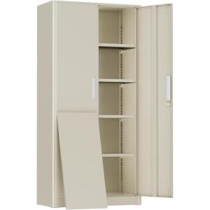 imageGreenvelly Metal Storage Cabinet 63quot H Locking Metal Storage Cabinet with Doors and 4 Shelves Lockable Steel Cabinets for Kitchen Bedroom Living Room Office BlackGrey