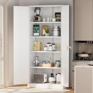 imageGreenvelly Metal Storage Cabinet 63quot H Locking Metal Storage Cabinet with Doors and 4 Shelves Lockable Steel Cabinets for Kitchen Bedroom Living Room Office BlackWhite1