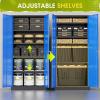 imageGreenvelly Metal Lockable Storage Cabinet 72 Tall Storage Cabinet with 2 Doors and 4 Adjustable Shelves for Office Home Garage Pantry Assembly Required 18D Black Blue