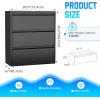 imageGreenvelly Lateral File Cabinet with Lock3 Drawer Metal Filing Cabinet for Home Office Black Steel Lateral File Drawers Wide Office File Cabinet with Hanging Bars for A4 LegalLetter SizeBlack