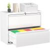 imageGreenvelly Lateral File Cabinet with Lock3 Drawer Metal Filing Cabinet for Home Office Black Steel Lateral File Drawers Wide Office File Cabinet with Hanging Bars for A4 LegalLetter SizeWhite