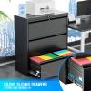 imageGreenvelly Lateral File Cabinet with Lock3 Drawer Metal Filing Cabinet for Home Office Black Steel Lateral File Drawers Wide Office File Cabinet with Hanging Bars for A4 LegalLetter SizeBlack