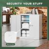 imageGreenvelly Metal Cabinet 36quot Locking Storage File Cabinet with Doors and Shelves for OfficeHomeGymSchoolKitchenDark GreyWhite