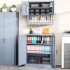 imageGreenvelly Metal Garage Storage Cabinet Lockable Metal Cabinets with 2 Doors and Shelves36Steel Storage Locking Counter Cabinet for OfficeGarageKitchenHomeSchoolGrey WhiteDark Grey