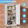 imageGreenvelly Metal Garage Storage Cabinet Lockable Metal Cabinets with 2 Doors and Shelves36Steel Storage Locking Counter Cabinet for OfficeGarageKitchenHomeSchoolGrey WhiteWhite