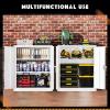 imageGreenvelly Metal Garage Storage Cabinet Lockable Metal Cabinets with 2 Doors and Shelves36Steel Storage Locking Counter Cabinet for OfficeGarageKitchenHomeSchoolGrey WhiteWhite