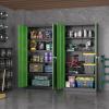 imageGreenvelly Metal Garage Storage Cabinet Lockable Metal Cabinets with 2 Doors and Shelves36Steel Storage Locking Counter Cabinet for OfficeGarageKitchenHomeSchoolGrey WhiteBlack Green