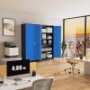 imageGreenvelly Metal Garage Storage Cabinet Lockable Metal Cabinets with 2 Doors and Shelves36Steel Storage Locking Counter Cabinet for OfficeGarageKitchenHomeSchoolGrey WhiteBlack Blue