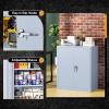 imageGreenvelly Metal Garage Storage Cabinet Lockable Metal Cabinets with 2 Doors and Shelves36Steel Storage Locking Counter Cabinet for OfficeGarageKitchenHomeSchoolGrey WhiteDark Grey