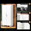 imageGreenvelly Metal Garage Storage Cabinet Lockable Metal Cabinets with 2 Doors and Shelves36Steel Storage Locking Counter Cabinet for OfficeGarageKitchenHomeSchoolGrey WhiteWhite