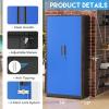 imageGreenvelly Metal Garage Storage Cabinet Lockable Metal Cabinets with 2 Doors and Shelves36Steel Storage Locking Counter Cabinet for OfficeGarageKitchenHomeSchoolGrey WhiteBlack Blue