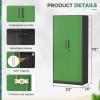 imageGreenvelly Metal Garage Storage Cabinet Lockable Metal Cabinets with 2 Doors and Shelves36Steel Storage Locking Counter Cabinet for OfficeGarageKitchenHomeSchoolGrey WhiteBlack Green