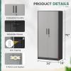 imageGreenvelly Metal Garage Storage Cabinet Lockable Metal Cabinets with 2 Doors and Shelves36Steel Storage Locking Counter Cabinet for OfficeGarageKitchenHomeSchoolGrey WhiteBlack Grey