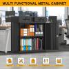 imageGreenvelly Metal Storage Cabinet72 Metal Cabinet Storage with Doors and 4 Adjustable ShelvesTall Storage Cabinet for HomeSchoolGymGrey WhiteBlack