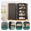 imageGreenvelly Metal Storage Cabinet72 Metal Cabinet Storage with Doors and 4 Adjustable ShelvesTall Storage Cabinet for HomeSchoolGymGrey WhiteBlack