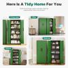 imageGreenvelly Metal Storage Cabinet72 Metal Cabinet Storage with Doors and 4 Adjustable ShelvesTall Storage Cabinet for HomeSchoolGymGrey WhiteBlack Green