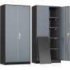 imageGreenvelly Metal Storage Cabinet72 Metal Cabinet Storage with Doors and 4 Adjustable ShelvesTall Storage Cabinet for HomeSchoolGymGrey WhiteBlack Grey