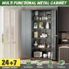 imageGreenvelly Metal Storage Cabinet72 Metal Cabinet Storage with Doors and 4 Adjustable ShelvesTall Storage Cabinet for HomeSchoolGymGrey WhiteBlack Grey