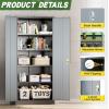 imageGreenvelly Metal Storage Cabinet72 Metal Cabinet Storage with Doors and 4 Adjustable ShelvesTall Storage Cabinet for HomeSchoolGymGrey WhiteBlack Grey