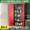 imageGreenvelly Metal Storage Cabinet72 Metal Cabinet Storage with Doors and 4 Adjustable ShelvesTall Storage Cabinet for HomeSchoolGymGrey WhiteBlack Red