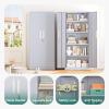 imageGreenvelly Metal Storage Cabinet72 Metal Cabinet Storage with Doors and 4 Adjustable ShelvesTall Storage Cabinet for HomeSchoolGymGrey WhiteDark Grey