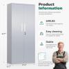 imageGreenvelly Metal Storage Cabinet72 Metal Cabinet Storage with Doors and 4 Adjustable ShelvesTall Storage Cabinet for HomeSchoolGymGrey WhiteDark Grey