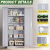 imageGreenvelly Metal Storage Cabinet72 Metal Cabinet Storage with Doors and 4 Adjustable ShelvesTall Storage Cabinet for HomeSchoolGymGrey WhiteDark Grey