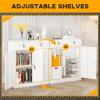imageGreenvelly Metal Storage Cabinet72 Metal Cabinet Storage with Doors and 4 Adjustable ShelvesTall Storage Cabinet for HomeSchoolGymGrey WhiteWhite