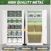 imageGreenvelly Metal Storage Cabinet72 Metal Cabinet Storage with Doors and 4 Adjustable ShelvesTall Storage Cabinet for HomeSchoolGymGrey WhiteWhite