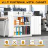 imageGreenvelly Metal Storage Cabinet72 Metal Cabinet Storage with Doors and 4 Adjustable ShelvesTall Storage Cabinet for HomeSchoolGymGrey WhiteWhite