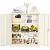 imageGreenvelly Metal Garage Storage Cabinet Lockable Metal Cabinets with 2 Doors and Shelves36Steel Storage Locking Counter Cabinet for OfficeGarageKitchenHomeSchoolGrey WhiteGrey