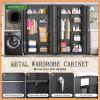 imageGreenvelly Metal Wardrobe Cabinet with Locking Doors 72quot H x 36quot W White Metal Wardrobe Closet Cabinet with Hanging Rods and Adjustable Shelves Steel Storage Closet for Home Office Employee GymBlack