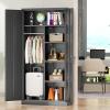 imageGreenvelly Metal Wardrobe Cabinet with Locking Doors 72quot H x 36quot W White Metal Wardrobe Closet Cabinet with Hanging Rods and Adjustable Shelves Steel Storage Closet for Home Office Employee GymBlack
