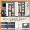 imageGreenvelly Metal Wardrobe Cabinet with Locking Doors 72quot H x 36quot W White Metal Wardrobe Closet Cabinet with Hanging Rods and Adjustable Shelves Steel Storage Closet for Home Office Employee GymWhite Grey