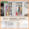 imageGreenvelly Metal Wardrobe Cabinet with Locking Doors 72quot H x 36quot W White Metal Wardrobe Closet Cabinet with Hanging Rods and Adjustable Shelves Steel Storage Closet for Home Office Employee GymWhite