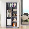 imageGreenvelly Metal Wardrobe Cabinet with Locking Doors 72quot H x 36quot W White Metal Wardrobe Closet Cabinet with Hanging Rods and Adjustable Shelves Steel Storage Closet for Home Office Employee GymWhite Grey