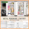 imageGreenvelly Metal Wardrobe Cabinet with Locking Doors 72quot H x 36quot W White Metal Wardrobe Closet Cabinet with Hanging Rods and Adjustable Shelves Steel Storage Closet for Home Office Employee GymWhite