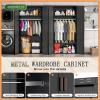 imageGreenvelly Metal Wardrobe Cabinet with Locking Doors 72quot H x 36quot W White Metal Wardrobe Closet Cabinet with Hanging Rods and Adjustable Shelves Steel Storage Closet for Home Office Employee GymBlack