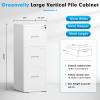 imageGreenvelly Metal 3 Drawer File Cabinet Vertical File Cabinet with Lock Locking Filing Cabinets for Home Office LetterLegalA4F4 SizeAntiTip WhiteWhite