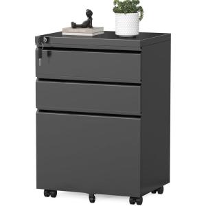 imageGreenvelly File CabinetMetal Mobile 2Drawer Rolling File Cabinet with Lock Under Desk for Home Office Fit LetterLegalA4 SizeEasy AssembleBlackBlack