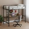 imageGreenvelly Loft Bed with Long DeskMetal Loft Bed with LED LightsampampCharging Station134quot H Safety Guard ampamp LadderSpace Saving for Adultsand Young TeensNoise FreeDark Black