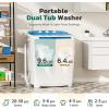 imageGreenvelly Portable Washing Machine 16lbs Portable Washer and Dryer Combo with Extended Drain 2 In 1 Mini Compact Tub Laundry Washine for Camping Apartments Dorms RV GreyBlue