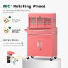 imageGreenvelly 7Drawer Metal Tool Chest Rolling Tool Chest with Wheels Tool Cabinet with Top Pegboard and Hooks Metal Tool Cart with Handle for Garage Workshop Warehouse BlackPink